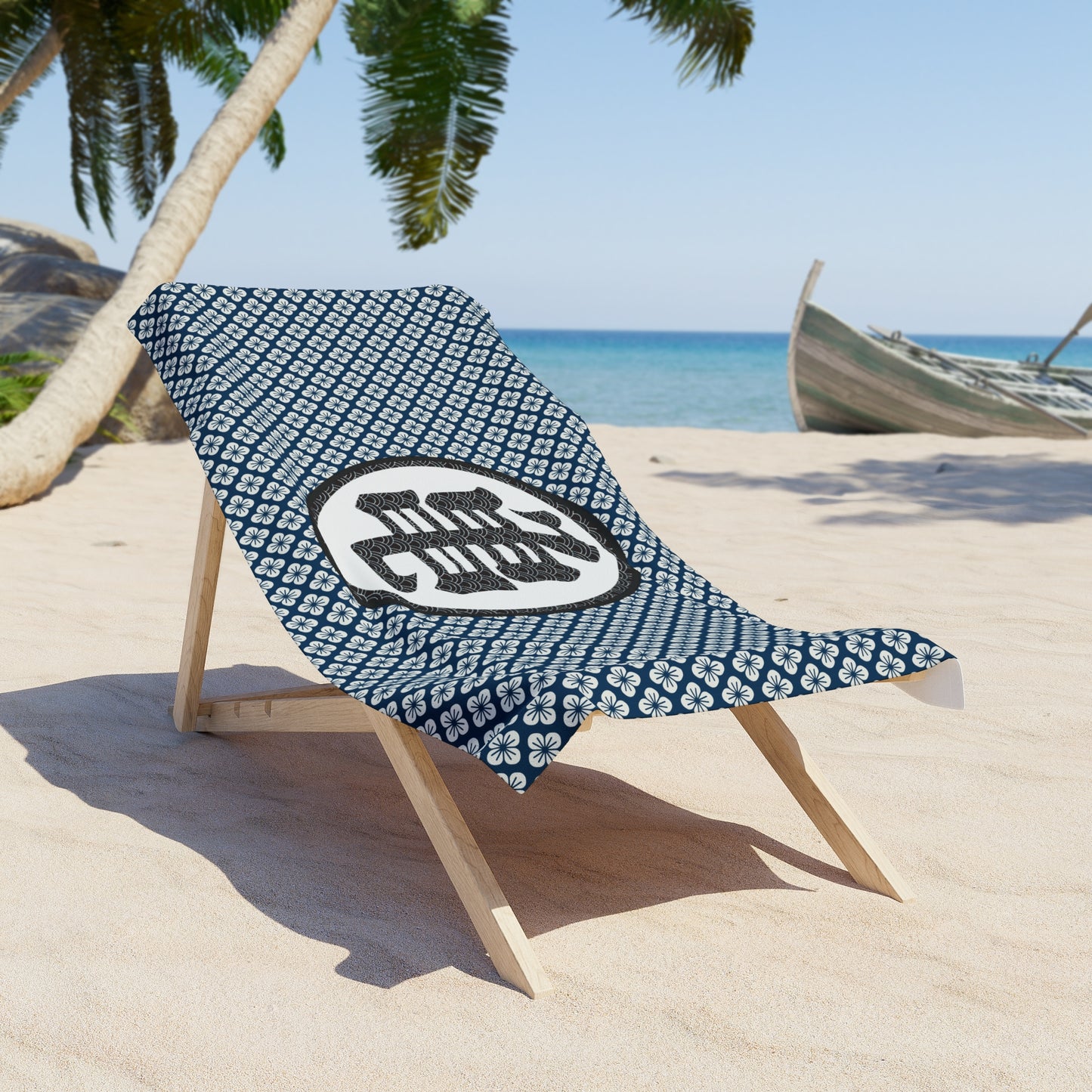 Copy of Master Roshi Kanji_indigo - Beach Towel