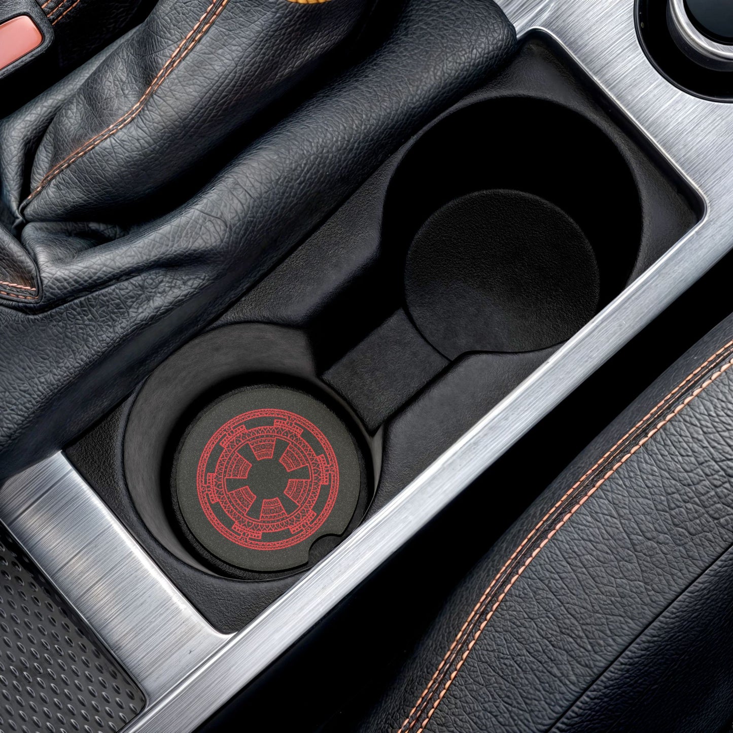 Red Imperial Cog Mandala - Soapstone Car Coaster