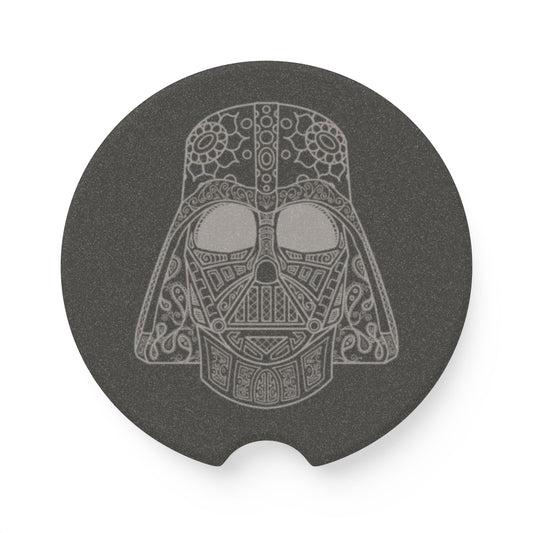 Vader Decorative_gray on black - Soapstone Car Coaster | Stylish Drink Holder, Gift for Star Wars Fans, Car Accessories, Geeky Gifts