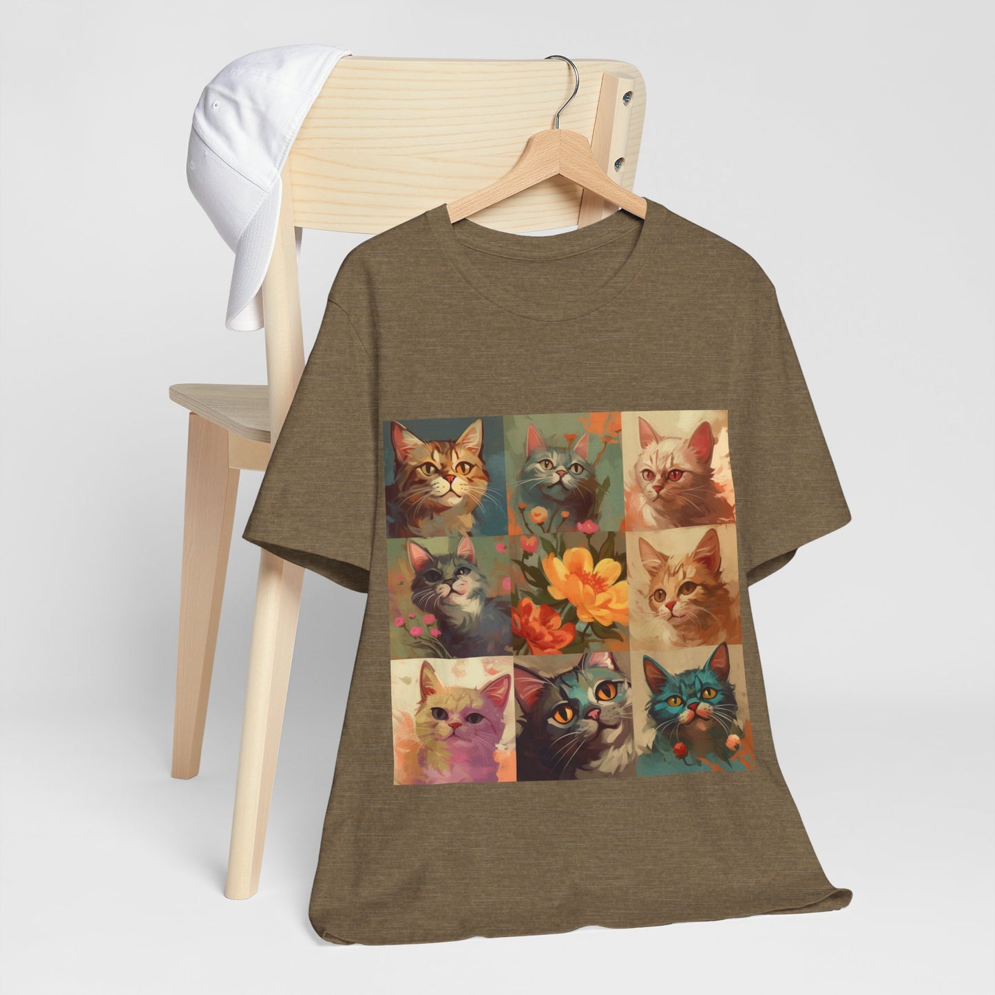 Cat Collage Tee — Vintage Floral Kitten Art T-Shirt