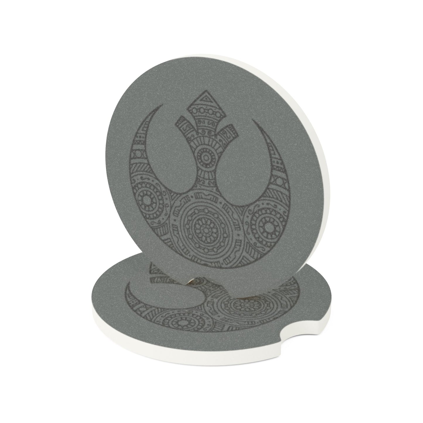 Rebel Alliance Mandala_black on gray - Soapstone Car Coaster