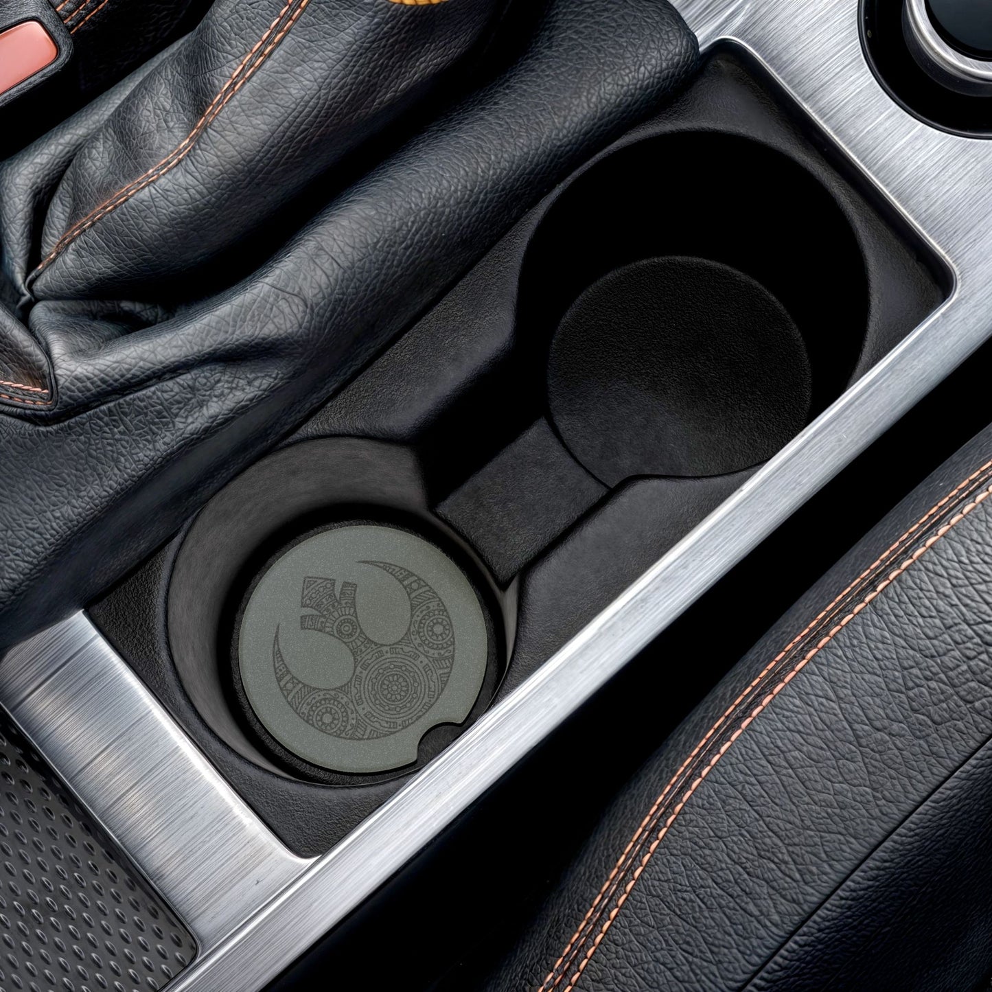 Rebel Alliance Mandala_black on gray - Soapstone Car Coaster
