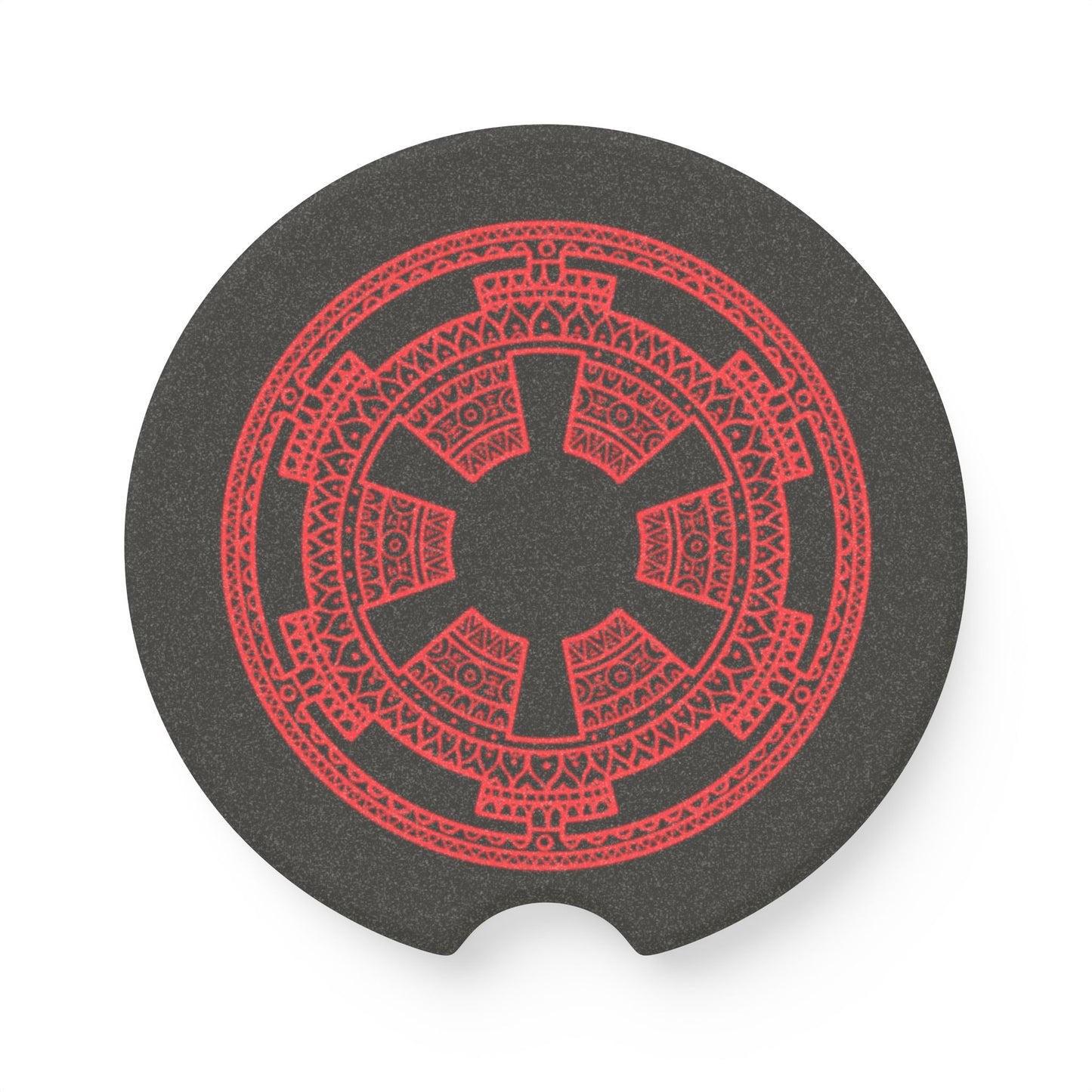 Red Imperial Cog Mandala - Soapstone Car Coaster