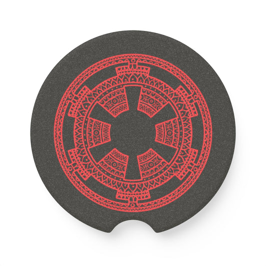 Red Imperial Cog Mandala - Soapstone Car Coaster