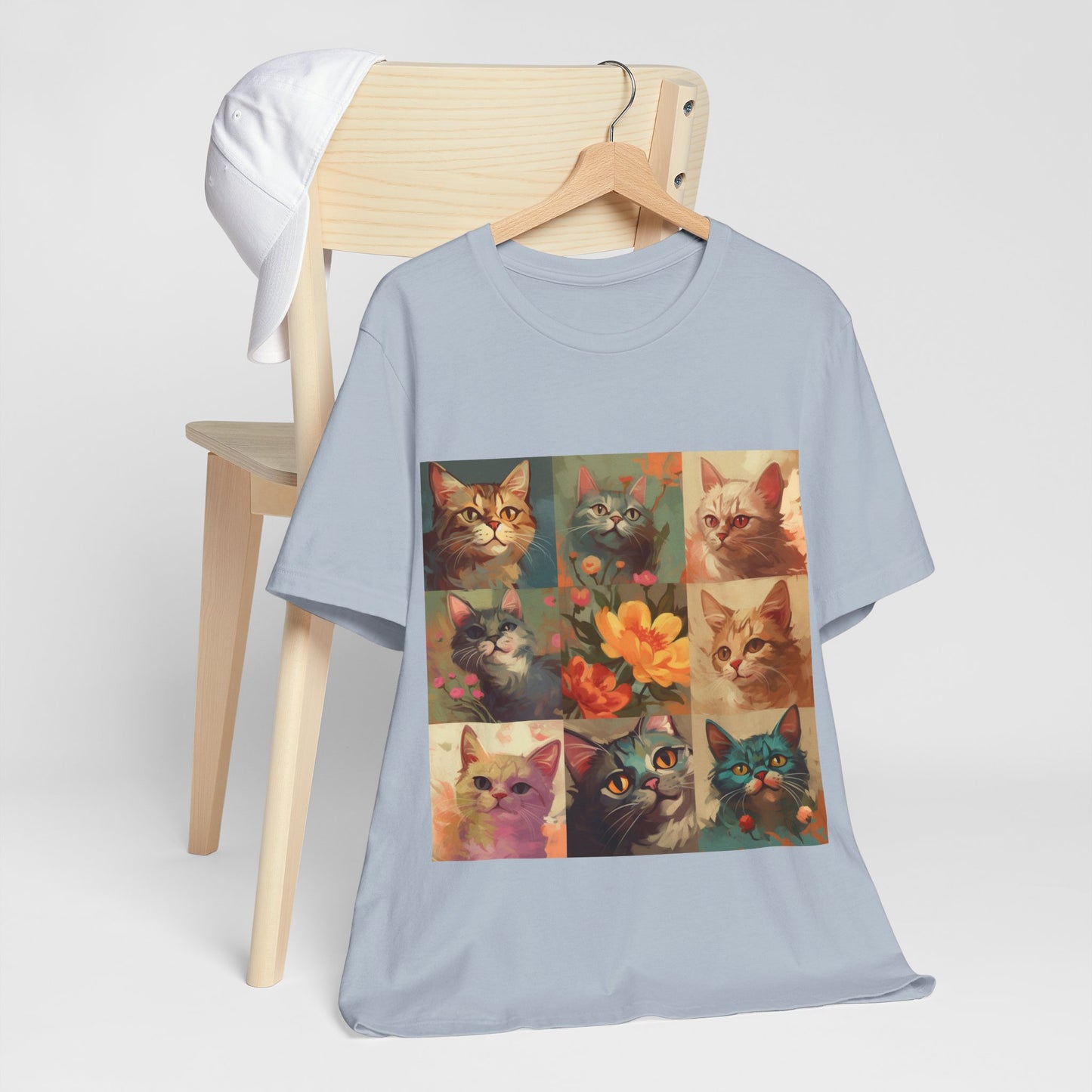 Cat Collage Tee — Vintage Floral Kitten Art T-Shirt