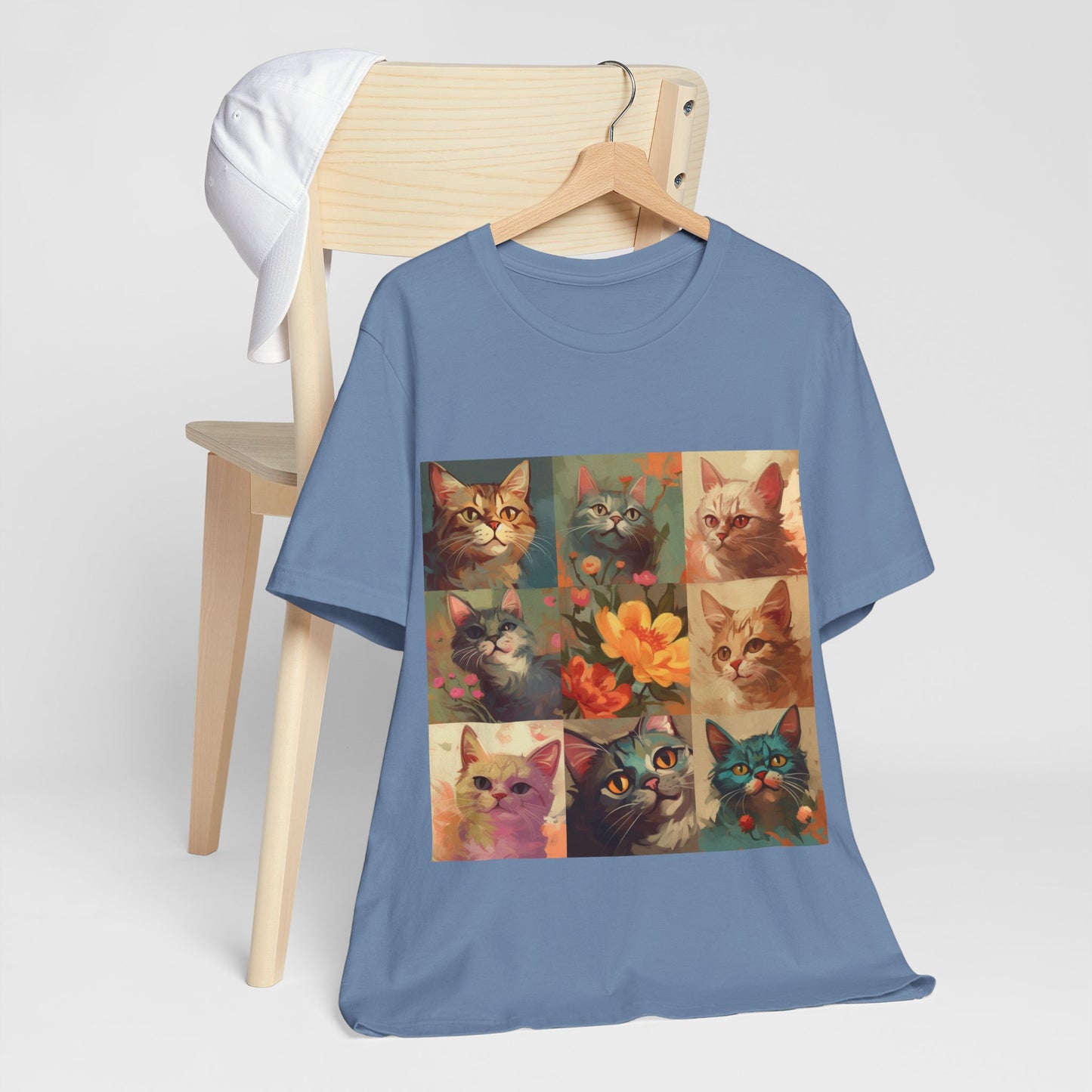 Cat Collage Tee — Vintage Floral Kitten Art T-Shirt