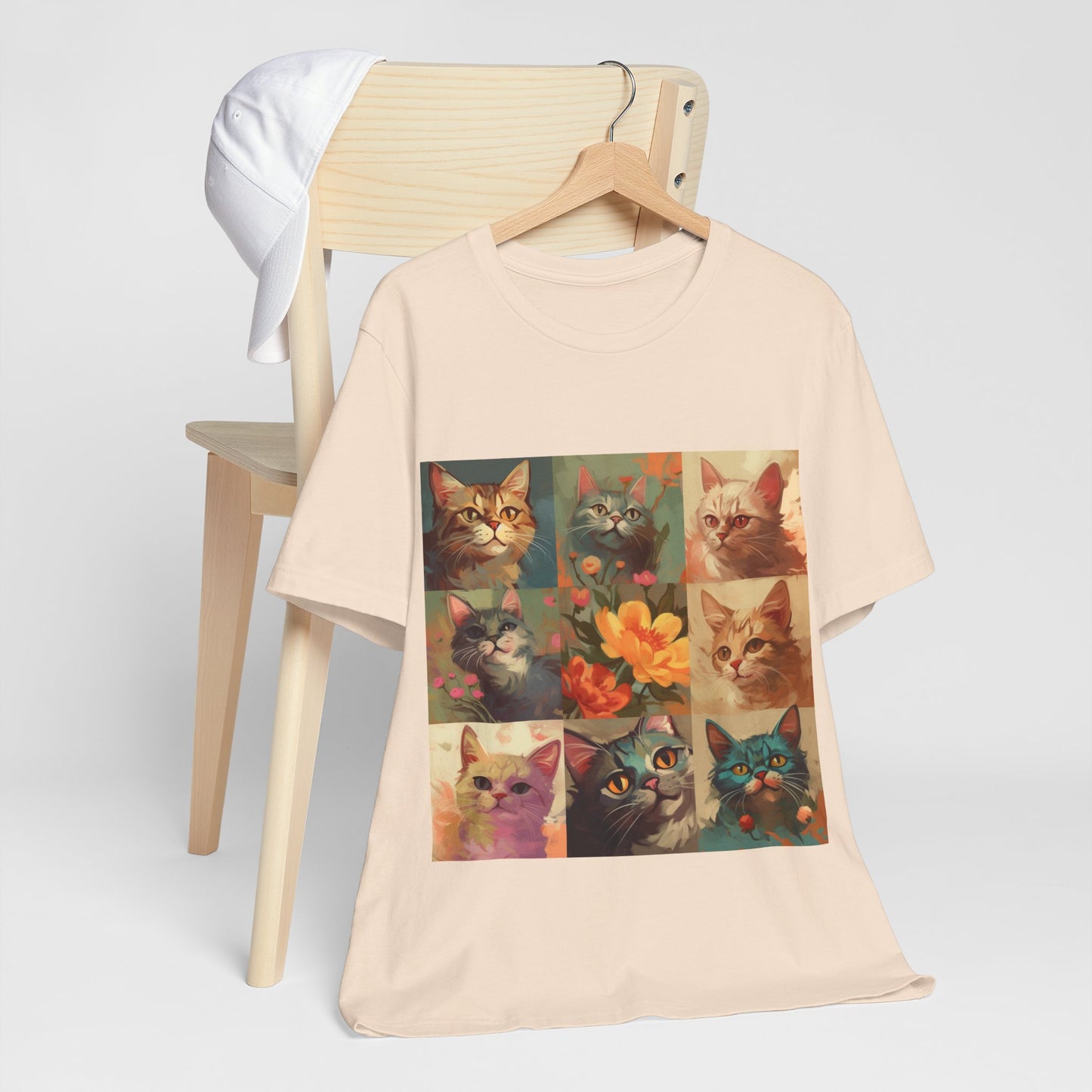 Cat Collage Tee — Vintage Floral Kitten Art T-Shirt
