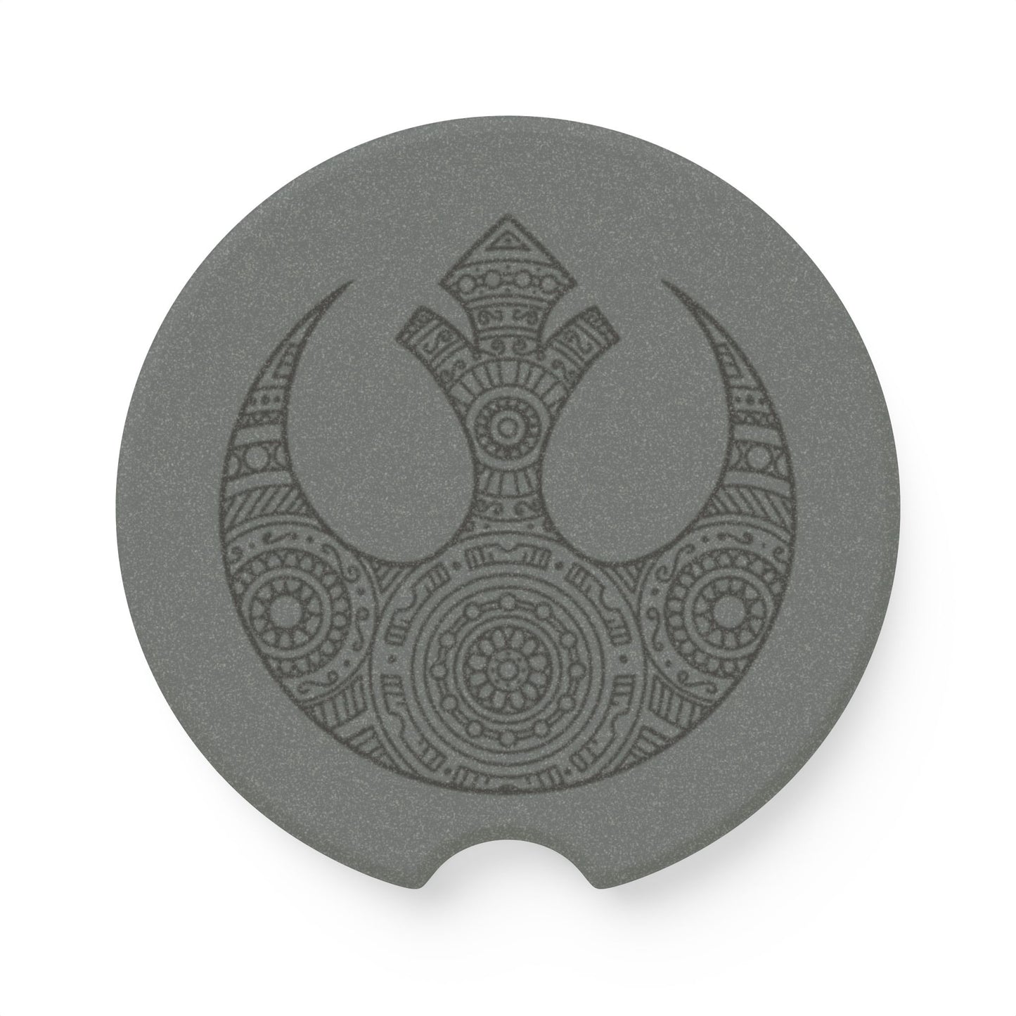 Rebel Alliance Mandala_black on gray - Soapstone Car Coaster