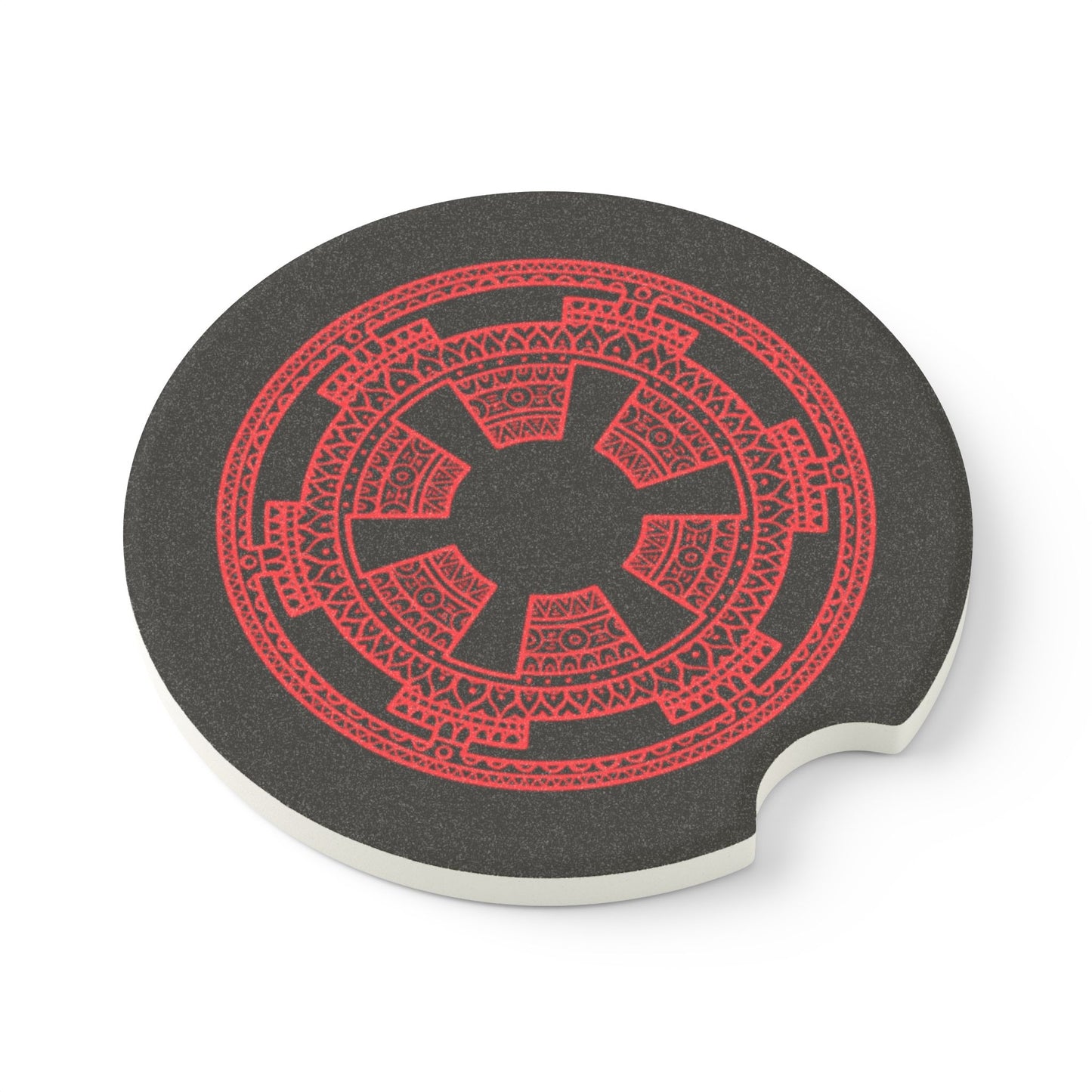 Red Imperial Cog Mandala - Soapstone Car Coaster